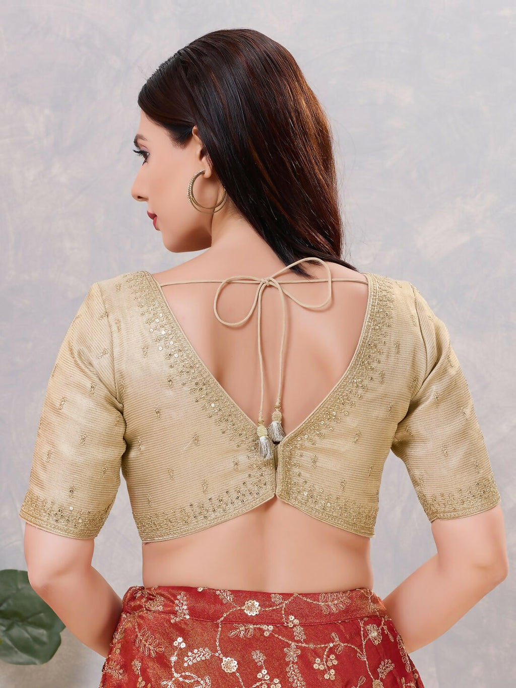 Joban Fashion Women Silk Light-Gold Stitched Blouse