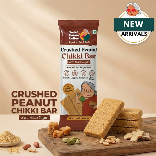 Sweet Karam Coffee Crushed Peanut Chikki Bar (Zero White Sugar)