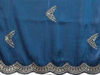 Vastranavya Blue Embroidery Work Shimmer Chiffon Saree with Unstitched Blouse - Distacart