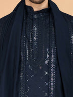 Vastranavya Navy Blue Exclusive Festival Wear Viscose Silk Thread & Sequence Embroidered Work Kurta with Dupatta