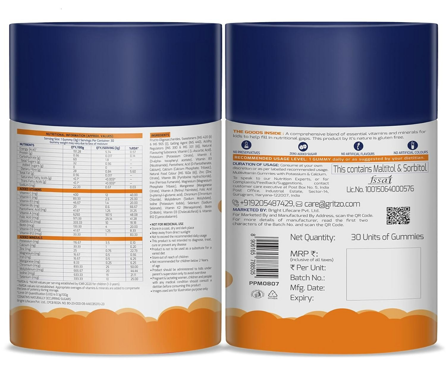 Gritzo SuperMilk Overall Growth (13+y Girls) (Double Chocolate ) with Super Gummies (Natural Orange Flavour)