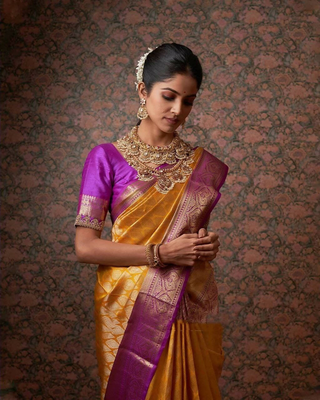 DEIANA'S Beautiful Designer Golden zari Soft Lichi Silk Saree - Yellow
