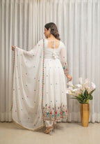 Joban Fashion White Georgette Sequence Embroidery Work Readymade Kurta Set - Distacart
