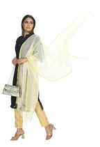Mominos Fashion Off White Banarsi Piping Dupatta