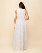 FIORRA Women's White Georgette Anarkali Kurta With Dupatta