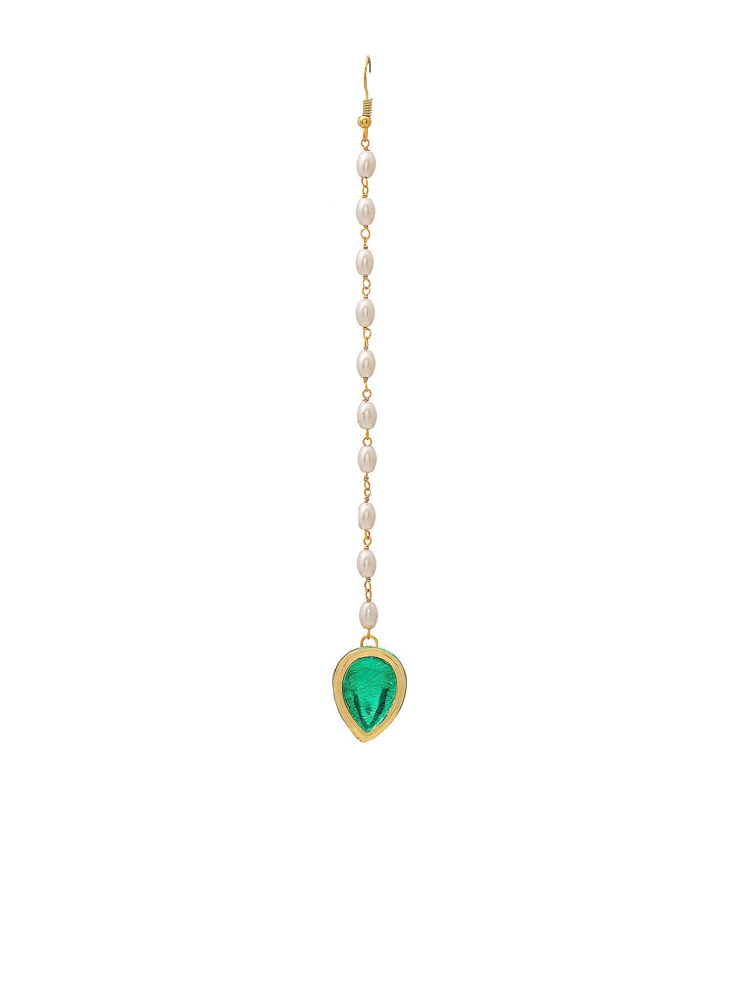 Ruby Raang Green Tear Drop Green Meenakari Maang Tikka - Distacart
