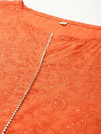 Ahalyaa Women's Traditional wear Kurta Set - Orange