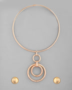 VOJ Gold-Polished Western Hasli with Studs Earrings Set