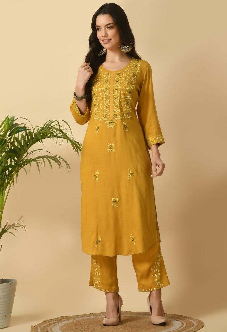 Joban Fashion Mustard Cotton Rayon Kurta Set