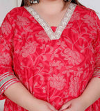 Miravan Plus Size Women'S Red Jaipuri Printed Cotton Ethnic Anarkali Kurta - Distacart