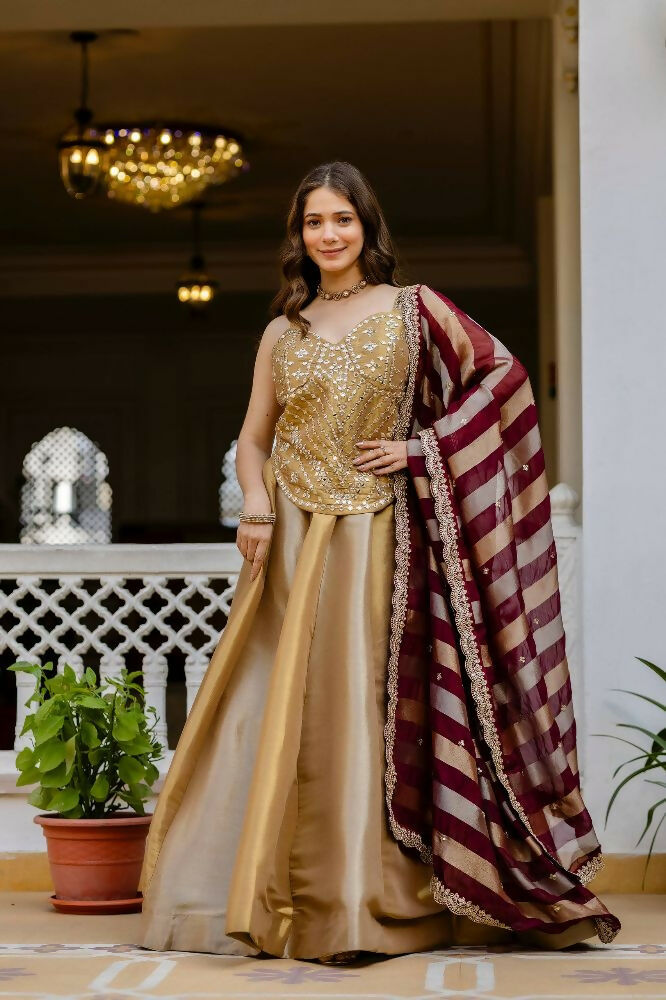 Teeya Creation Multi Color Pure Banarasi Viscose Designer Mirror Work Lehenga Choli - Distacart