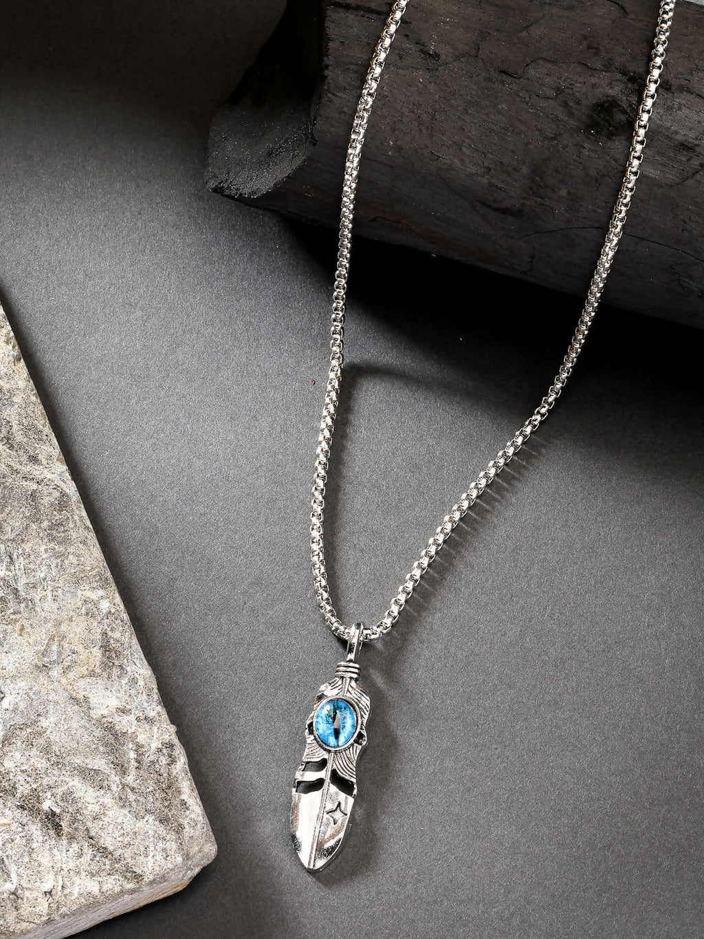 NVR Men's Silver-Plated Stainless Steel Pendant with Chain