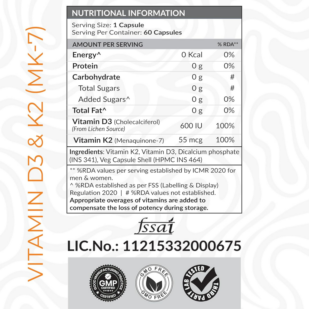 As-It-Is Atom Vitamin D3 & K2 (Mk-7) Veg Capsules