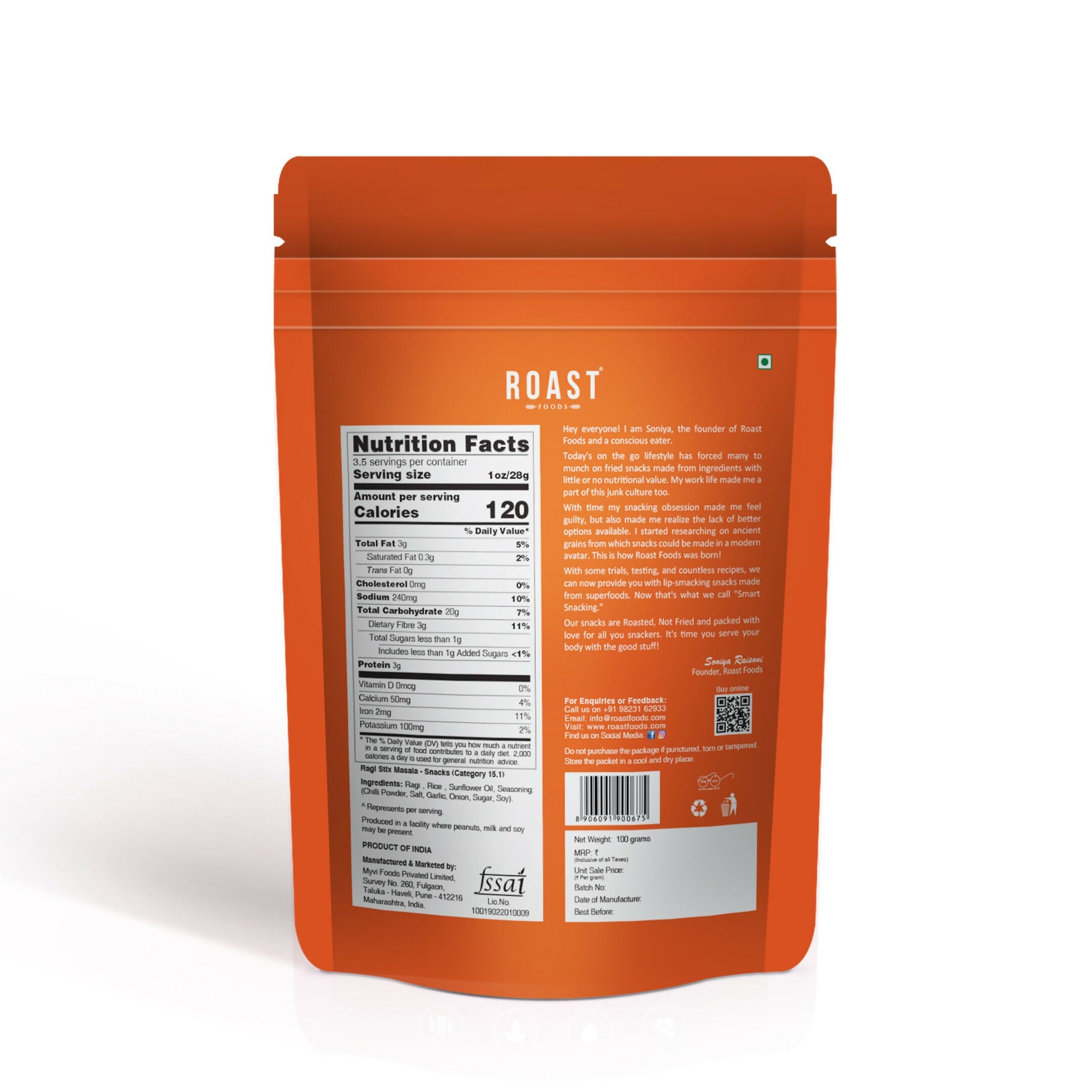 Roast Foods Ragi Stix Masala - Distacart