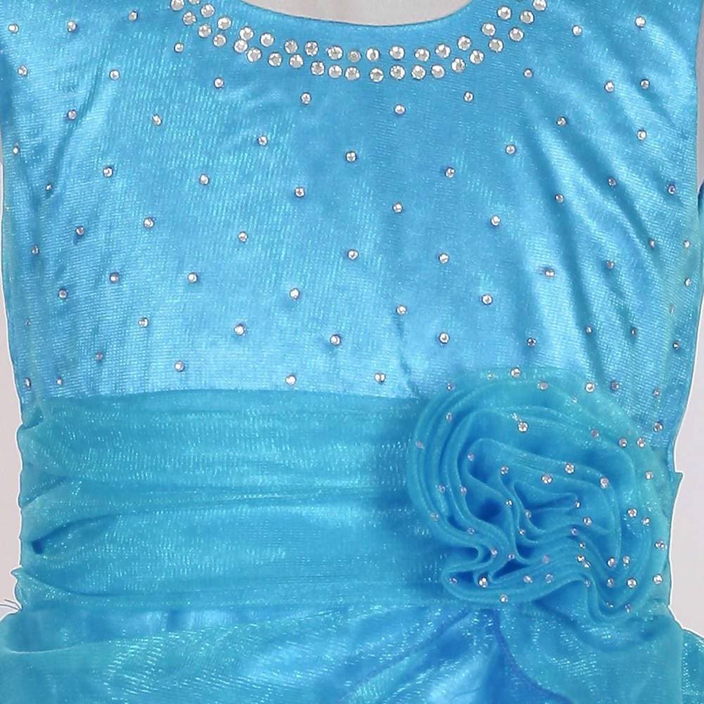 Asmaani Baby Girl's Sky Blue Satin Knee Length Frock (AS-DRESS-22142)