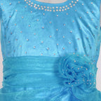 Asmaani Baby Girl's Sky Blue Satin Knee Length Frock (AS-DRESS-22142)