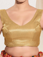 Joban Fashion Gold Mulberry Silk Padded Blouse With Sweetheart Neck Sleeveless - Distacart