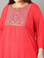 Sztori Floral Embroidered Yoke Design Sequined Straight Kurta