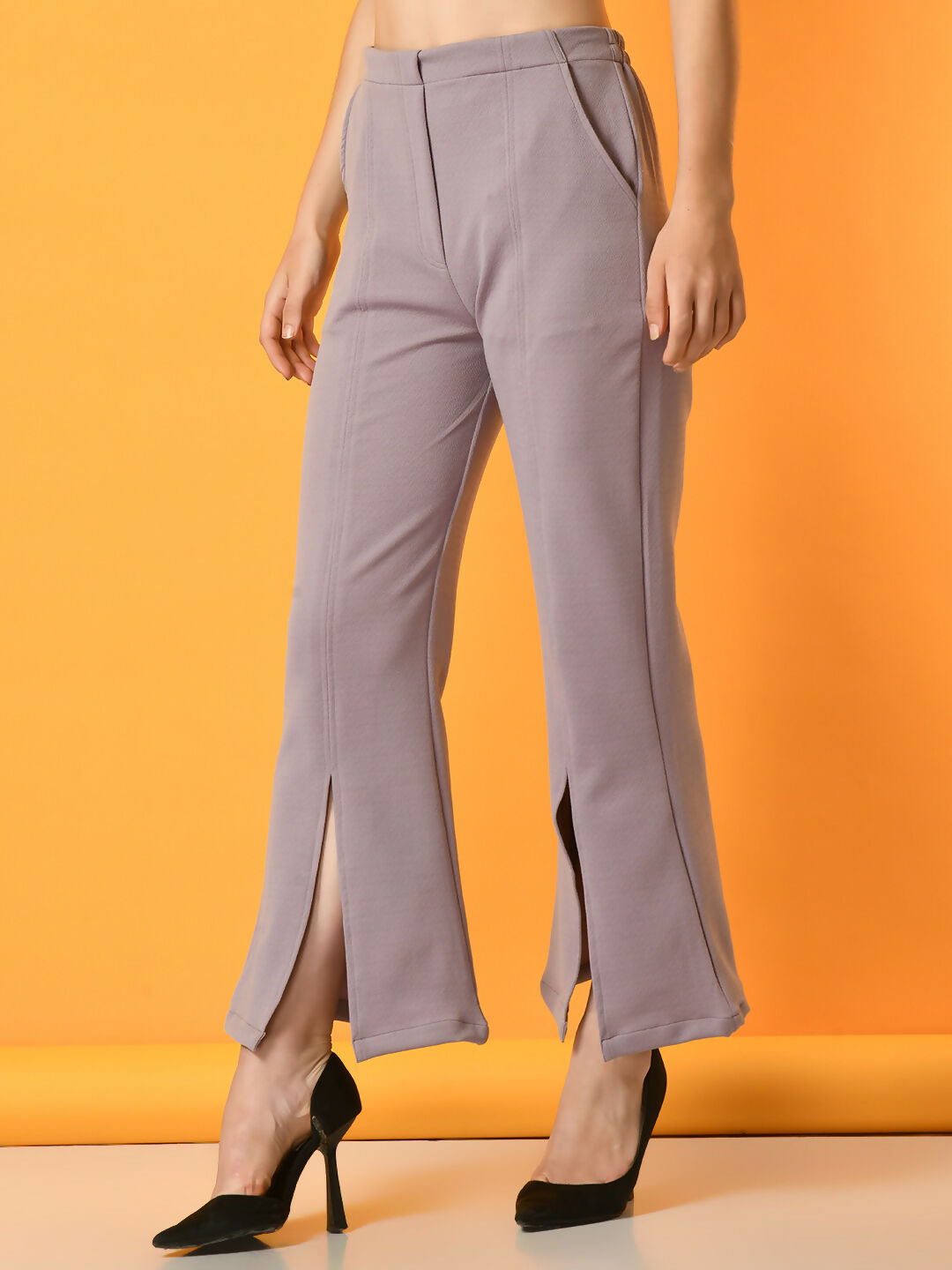 Myshka Women's Lavender Flared Party Trouser