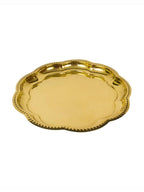 Spillbox Gold-Toned Brass Zig Zag Round Thali Round Pooja Essential