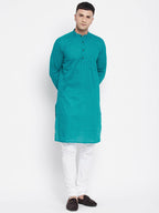 Even Apparels Green Pure Cotton Men's Kurta With Band Collar - Distacart