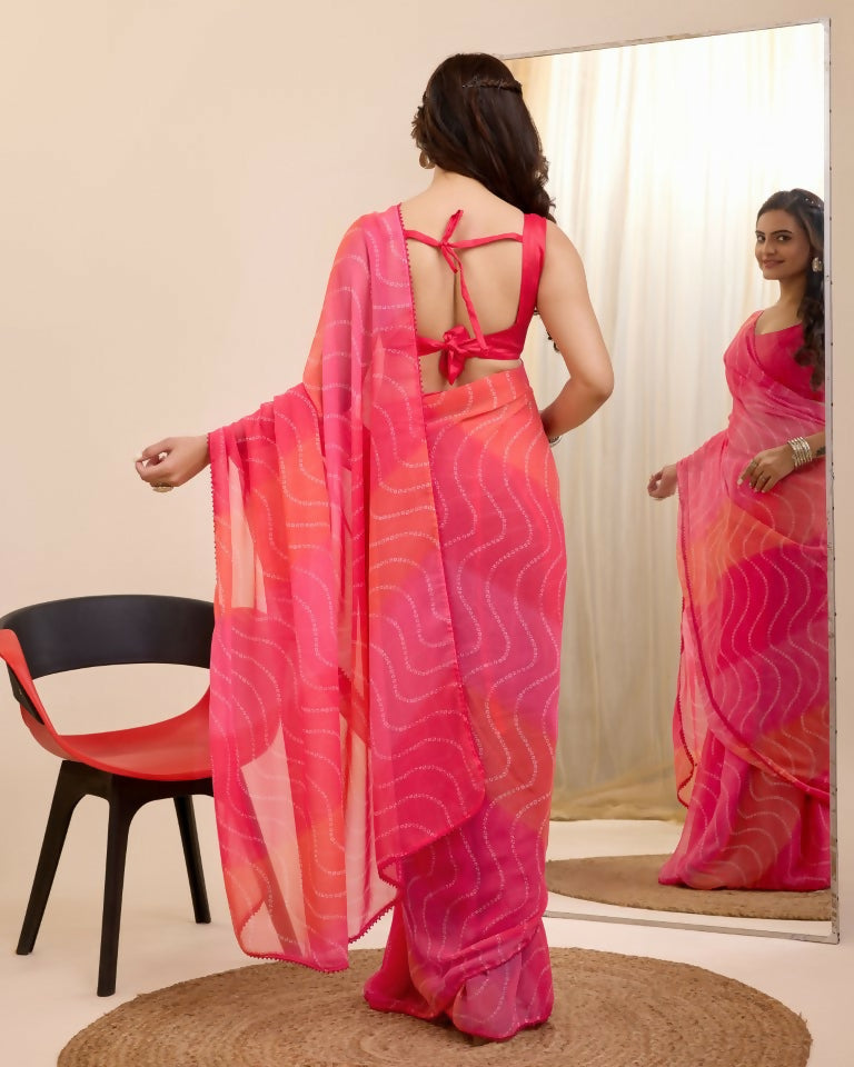 Gajri Georgette Designer Printed Ready To Wear Saree - Ibiza