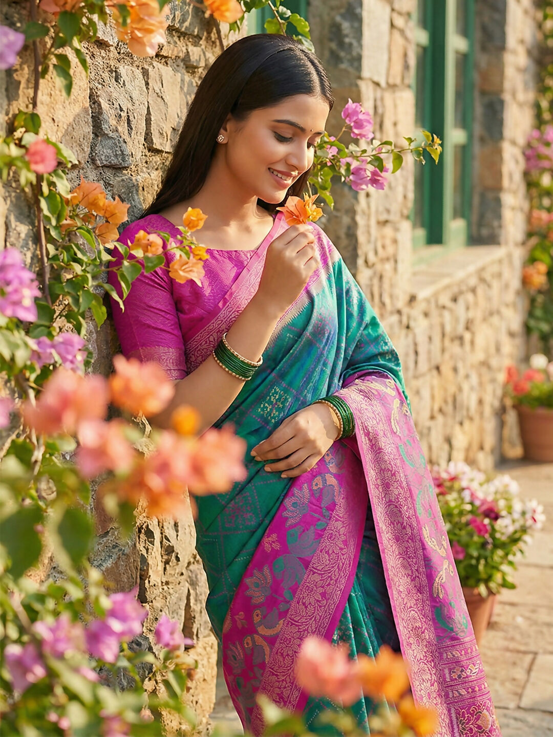 Shree Shyam Fashion Sky Blue Pochampally Silk Saree - Distacart