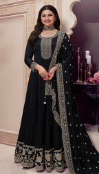 Anaita Black Embroidered Silk Stitched Anarkali Suit - Distacart