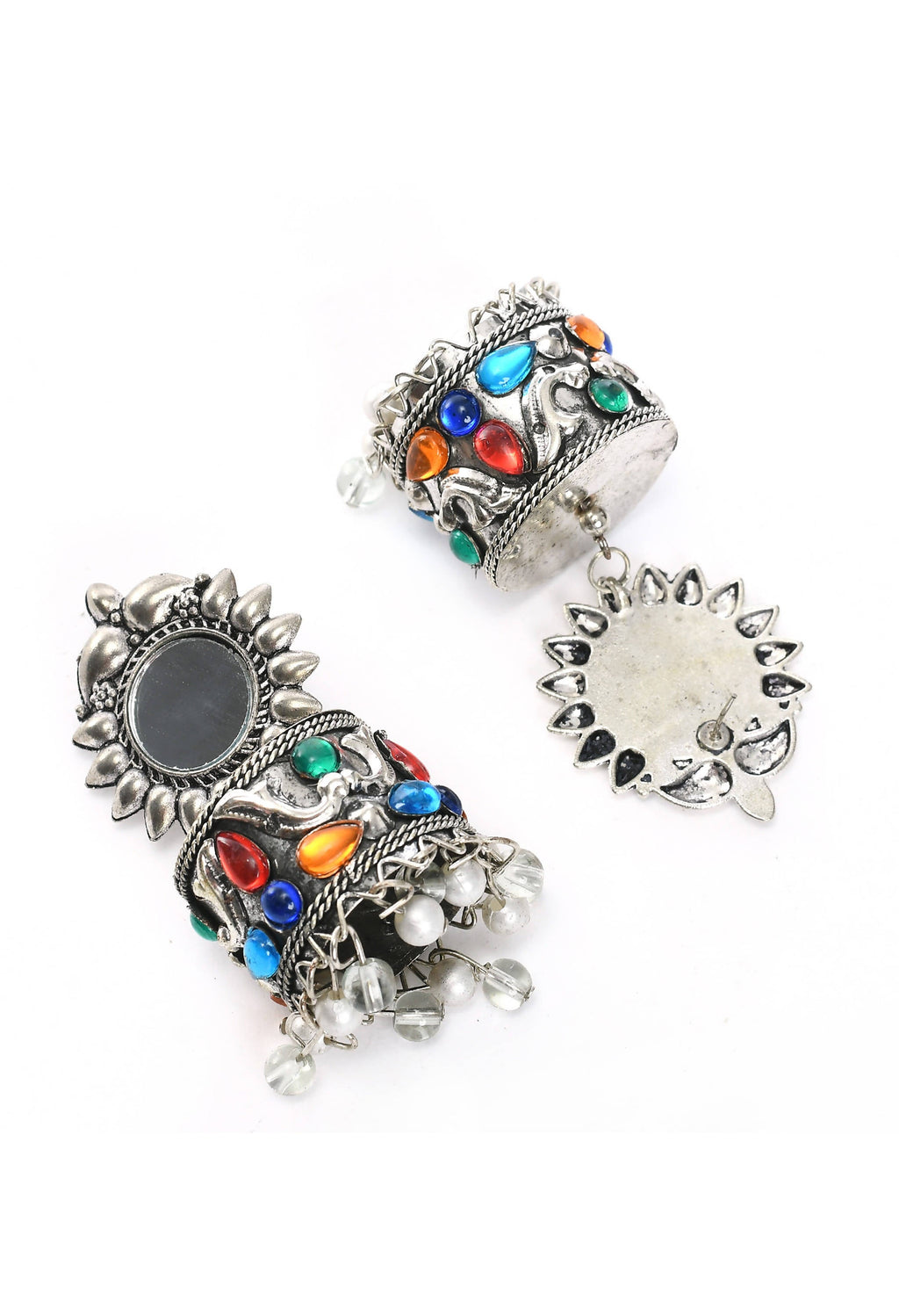 Mominos Fashion Johar Kamal Women Multi Kundan Oxidised Jhumkas - Distacart