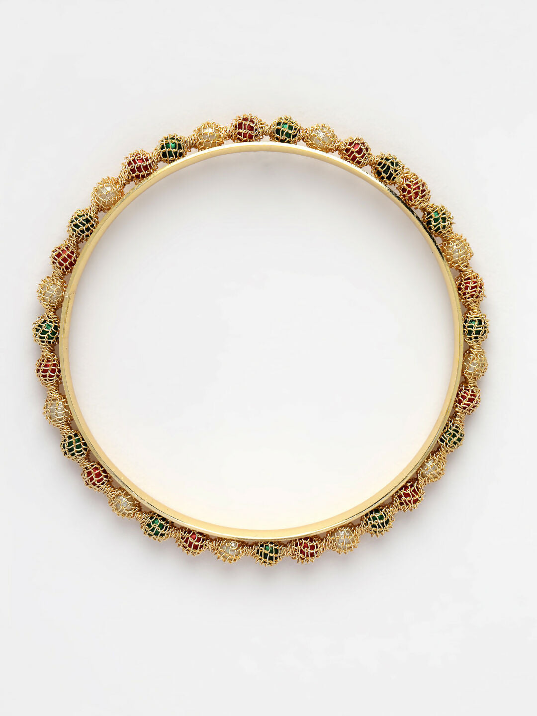 NVR Women's Set of 4 Gold-Plated Beads Handcrafted Traditional Bangles - Distacart