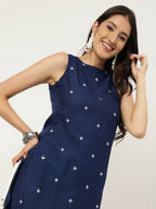 Joban Fashion Navy Blue Rayon and Embroidered Work Straight Kurta Bottom Set