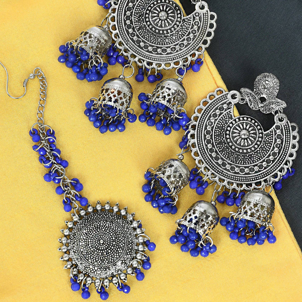 Mominos Fashion Johar Kamal Silver Jhumkas With Maang Tikka Earrings - Distacart