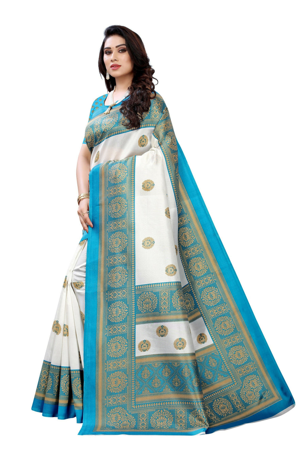 Vamika Rama Green Printed Art Silk Saree
