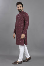 Anaita Purple Weaving Linen Cotton Straight Kurta