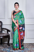 Morchari Multicolour Cotton Handloom Mirror Work Saree Unstitched Blouse - Distacart