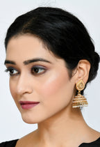 Mominos Fashion Johar Kamal Leaf Design Jhumka With Stone & Pearl - Distacart