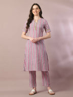Myshka Women's Multi Printed Cotton Straight Party Kurta Set