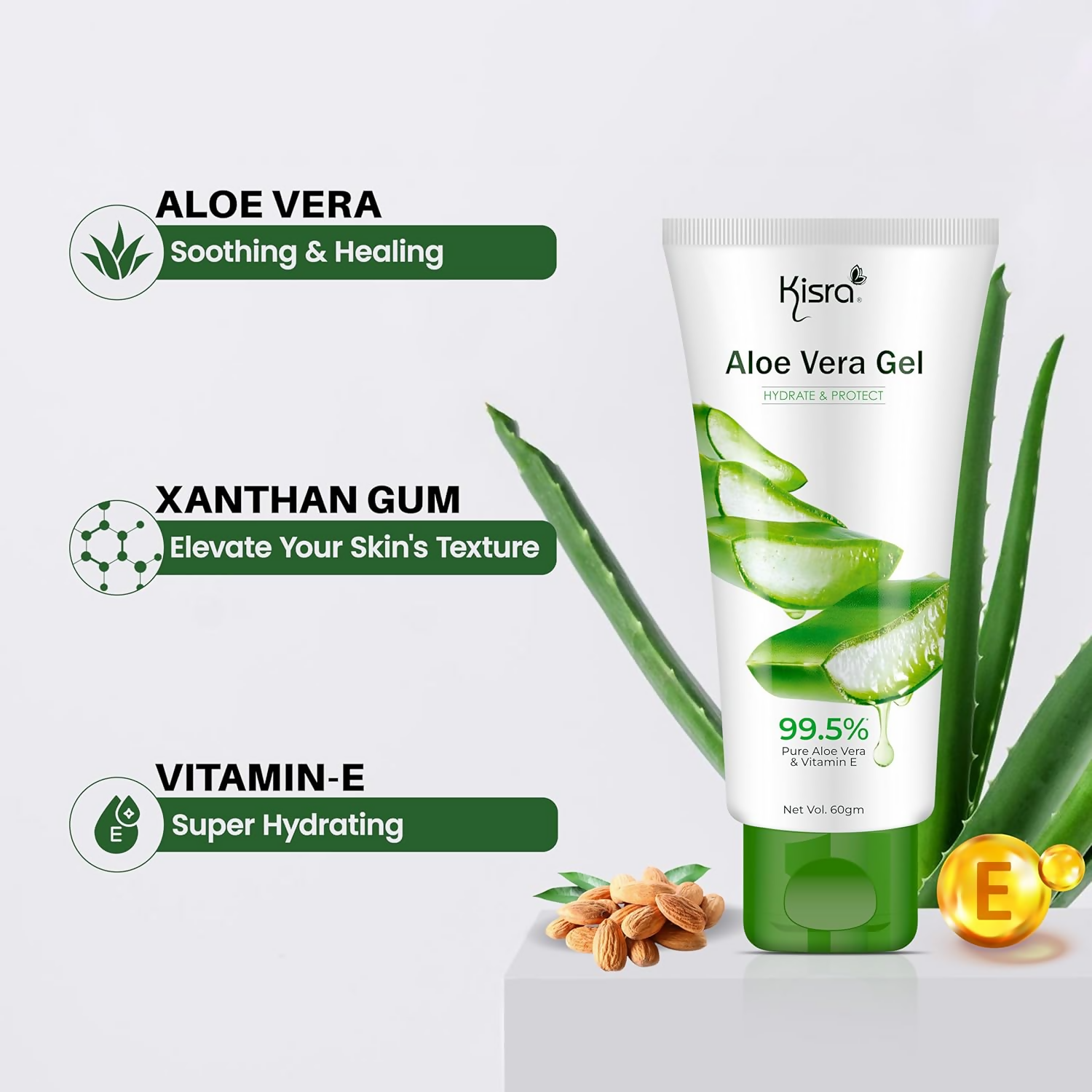 Kisra 99.5% Pure & Organic Aloe Vera Gel