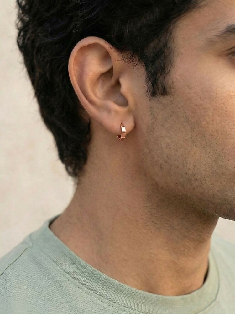 NVR Men's Rose Gold Plated Hoop Earrings - Distacart