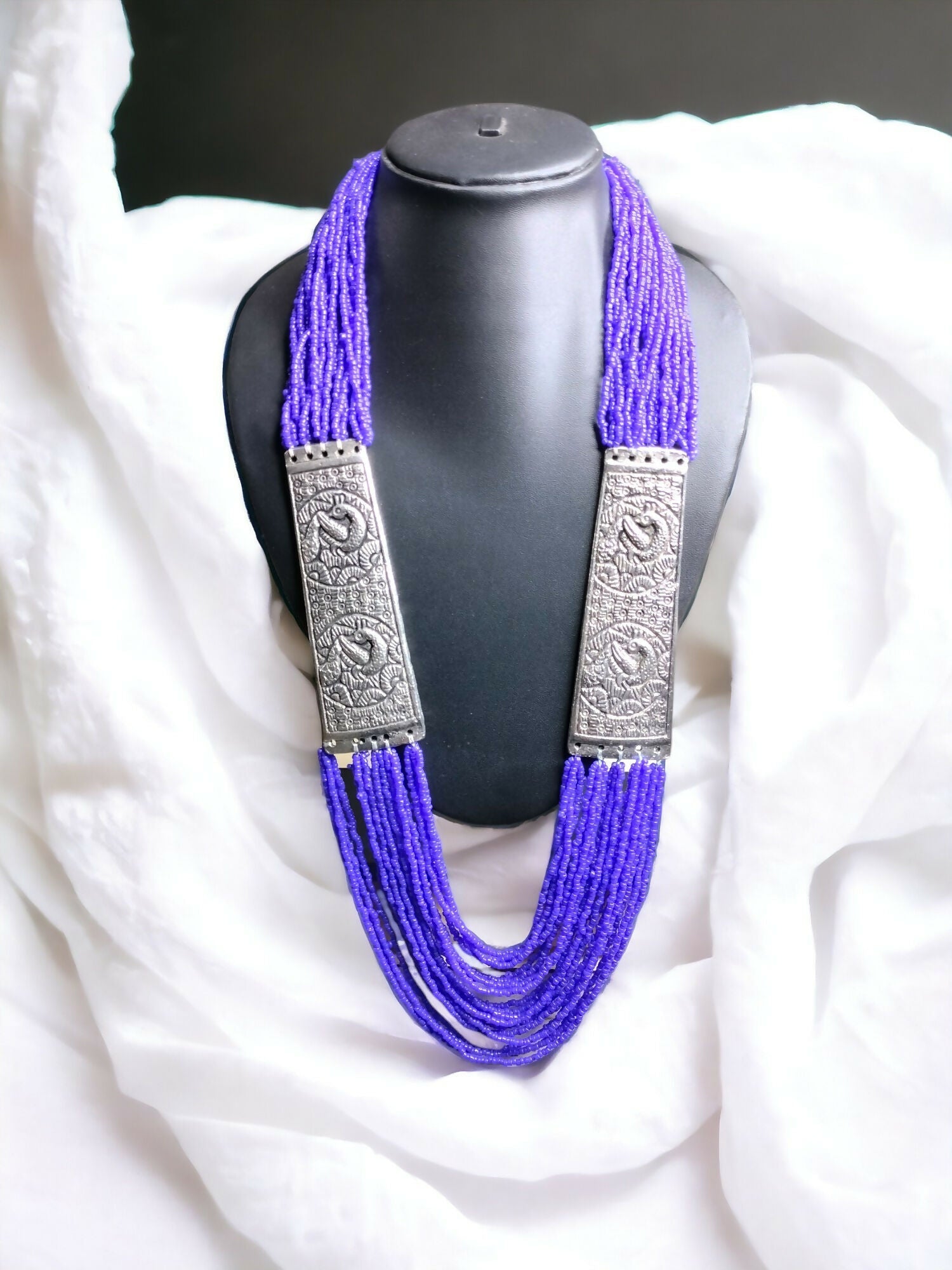 Inhanns Saree Shobha Statement Necklace - Purple Necklace
