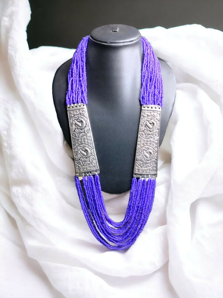 Inhanns Saree Shobha Statement Necklace - Purple Necklace