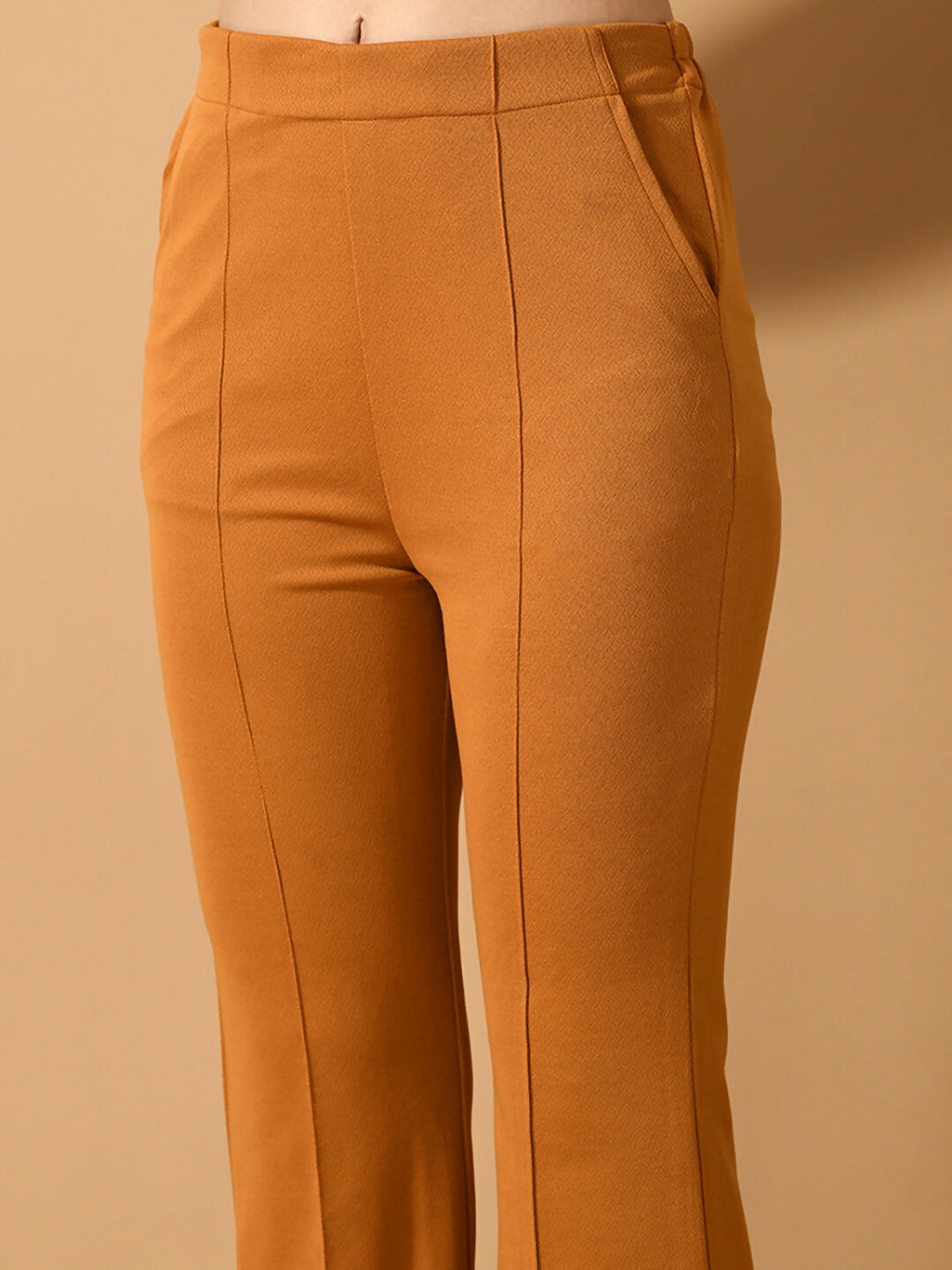 Myshka Women's Mustard Flared Party Trouser