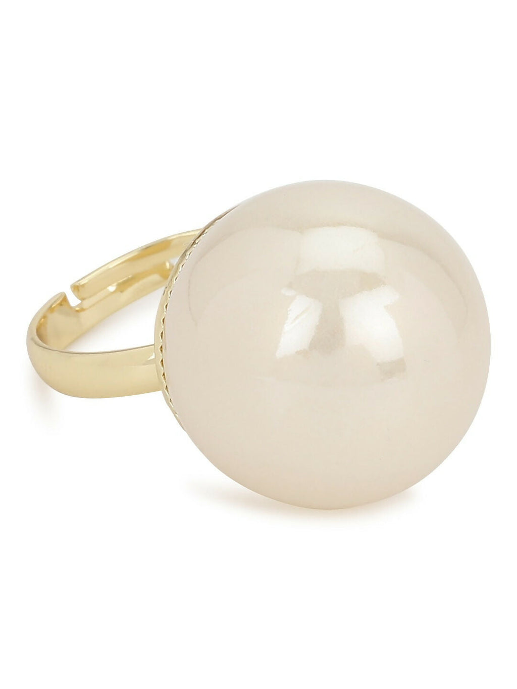 Cream Pearl Adjustable Ring- Ruby Raang