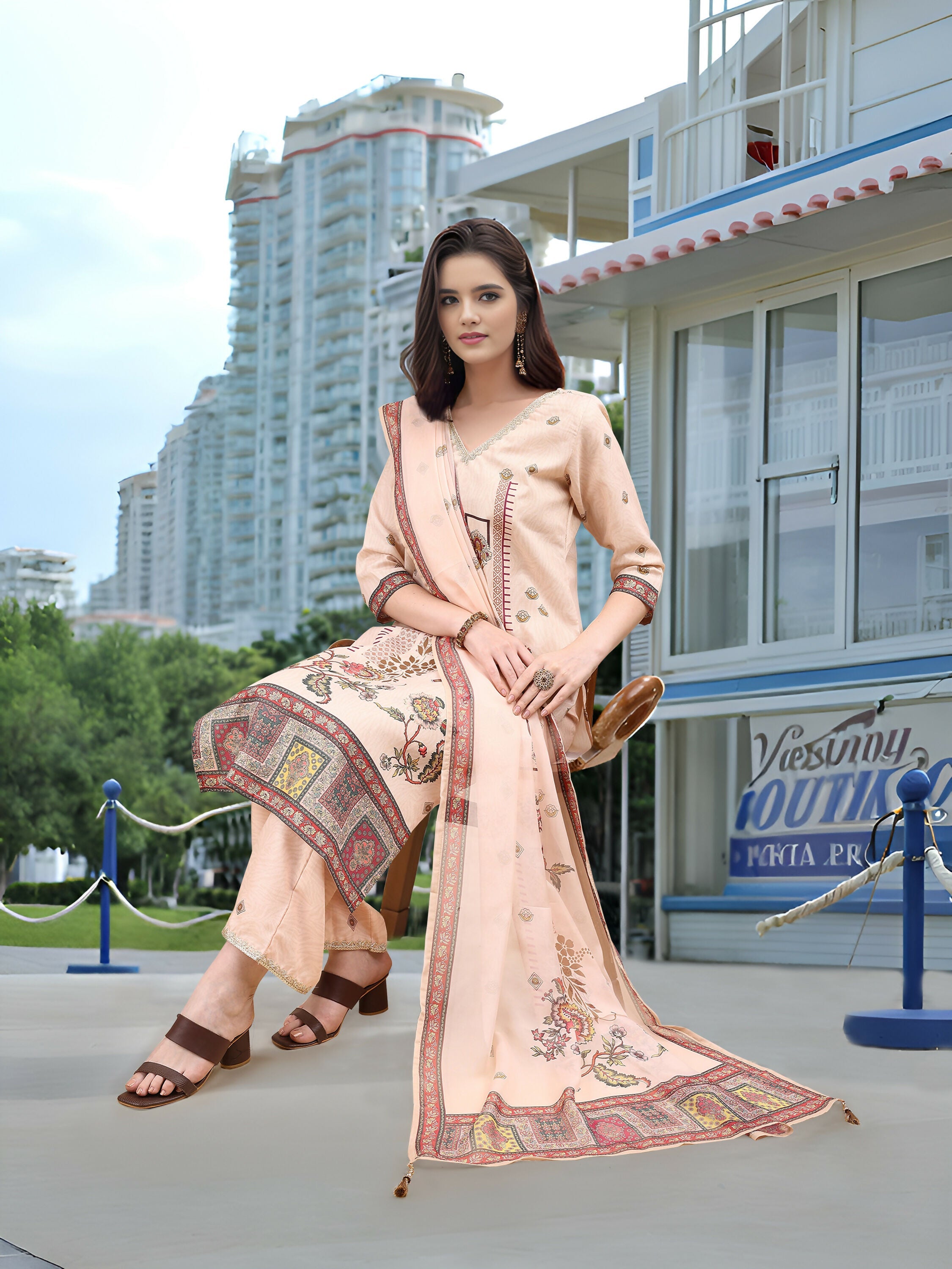 Joban Fashion Off White Position Digital Print With Position Foil Kurta Set - Distacart