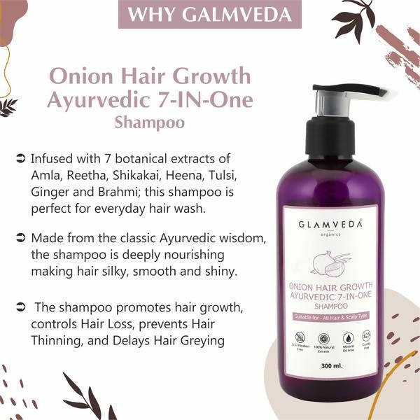 Glamveda Onion Hair Growth Ayurvedic 7 In One Shampoo