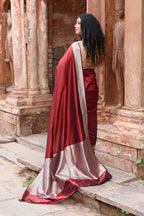 Joban Fashion Maroon Red Colour Banarasi Katan Pure Handloom Banarasi Silk Saree