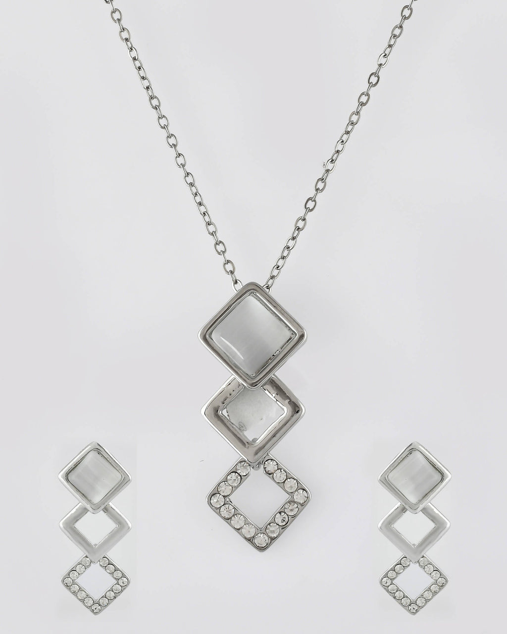 VOJ Stainless Steel Silver Silver Jewellery Set (Pack of 2)