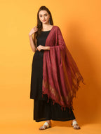 Myshka Women's Black Solid Anarkali Party Kurta Set With Dupatta