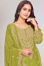 Lehenga Mart Designer Salwar Suit For Women or Girls - Olive Green