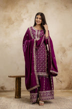 Lehenga Mart Designer Sharara Suit For Women or Girls - Wine - Distacart